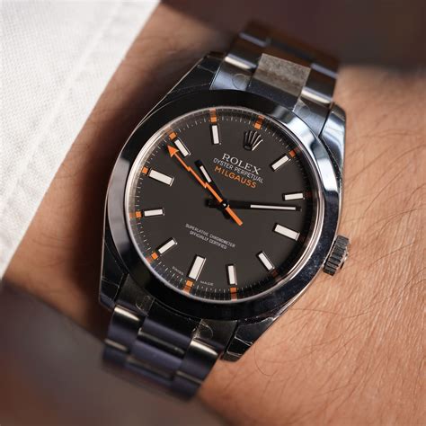 rolex milgauss black on wrist|Rolex Milgauss black dial discontinued.